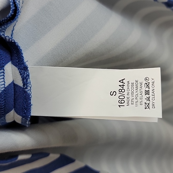 KATE SPADE BLUE / WHITE STRIPED CAP SLEEVE MINI DRESS SIZE SMALL - Picture 11 of 13